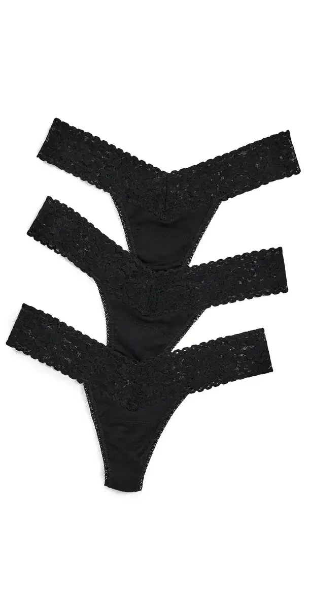 DreamEase Low Rise Thong 3 Pack Black One Size