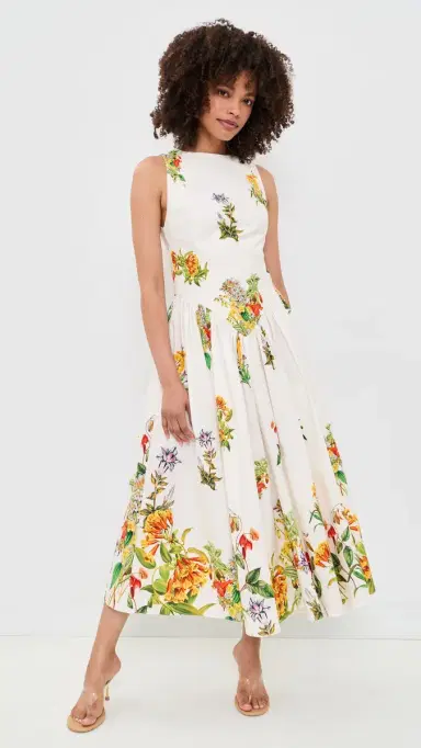 Hemant & Nandita Boat Neck axi Dress White | Thumbnail 2 Hemant & Nandita Boat Neck axi Dress White | Thumbnail 2