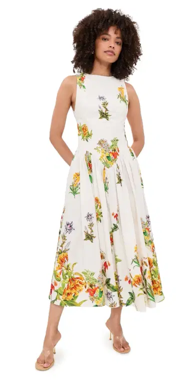 Hemant & Nandita Boat Neck axi Dress White | Thumbnail 1 Hemant & Nandita Boat Neck axi Dress White | Thumbnail 1
