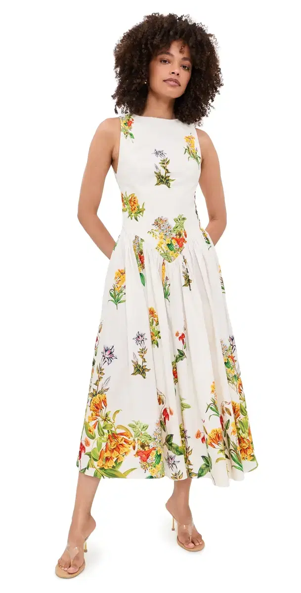 Boat Neck axi Dress White