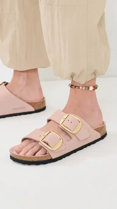 Birkenstock Arizona Big Buckle Printed Footbed Sandals Soft Pink | Thumbnail 3