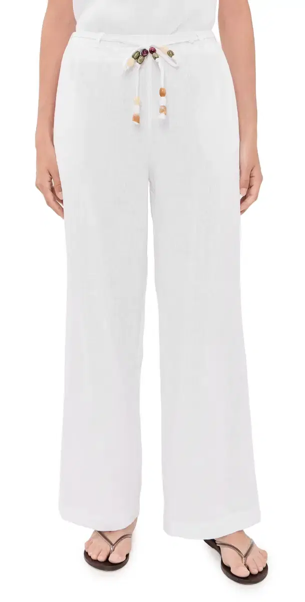 Little Lies Beaded Belt Pants White