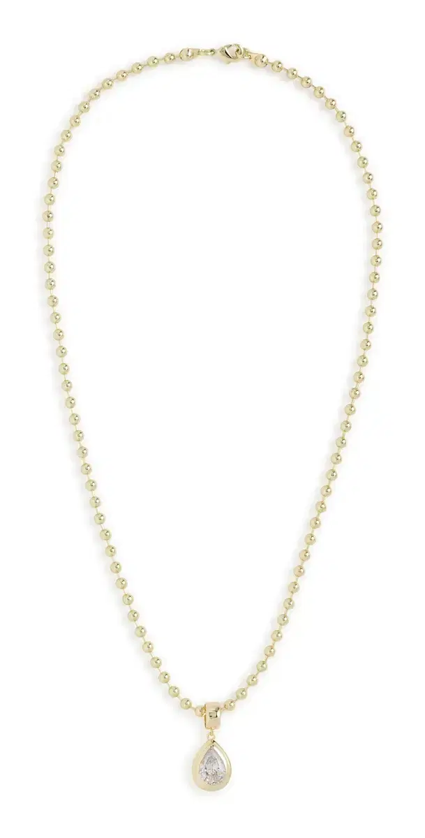 Pear Bezel Pendant Necklace Gold One Size