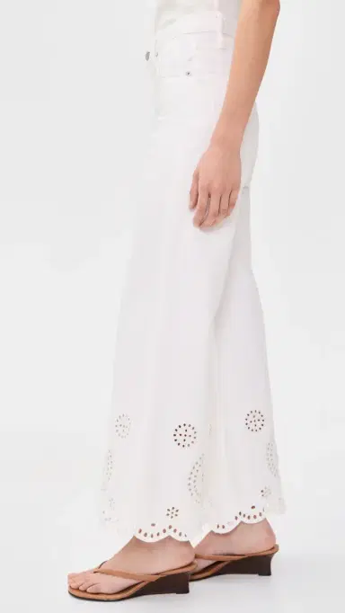 Frame The Eyelet Wide Flare Jeans White | Thumbnail 4 Frame The Eyelet Wide Flare Jeans White | Thumbnail 4