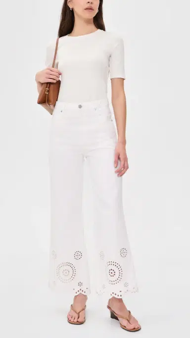 Frame The Eyelet Wide Flare Jeans White | Thumbnail 5 Frame The Eyelet Wide Flare Jeans White | Thumbnail 5
