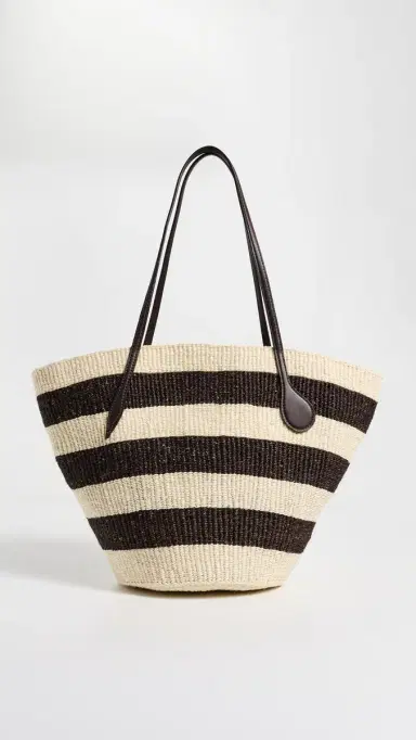 Liffner Large Sprout Basket Tote Dark Brown/Cream Stripe One Size | Thumbnail 2 Liffner Large Sprout Basket Tote Dark Brown/Cream Stripe One Size | Thumbnail 2