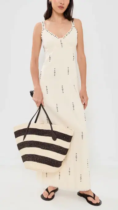 Liffner Large Sprout Basket Tote Dark Brown/Cream Stripe One Size | Thumbnail 3 Liffner Large Sprout Basket Tote Dark Brown/Cream Stripe One Size | Thumbnail 3