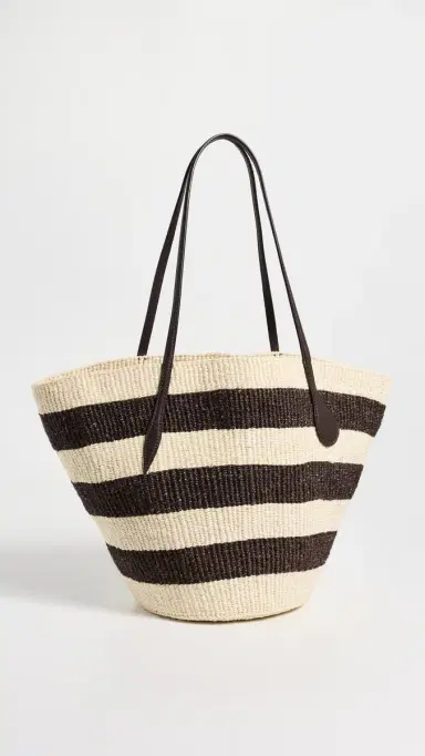 Liffner Large Sprout Basket Tote Dark Brown/Cream Stripe One Size | Thumbnail 4 Liffner Large Sprout Basket Tote Dark Brown/Cream Stripe One Size | Thumbnail 4