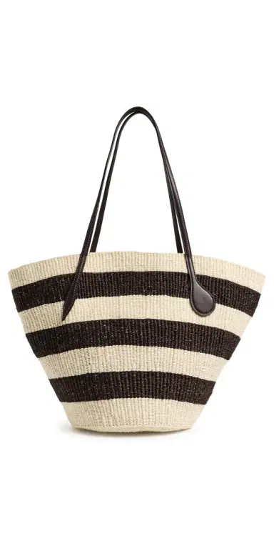 Liffner Large Sprout Basket Tote Dark Brown/Cream Stripe One Size | Thumbnail 1 Liffner Large Sprout Basket Tote Dark Brown/Cream Stripe One Size | Thumbnail 1