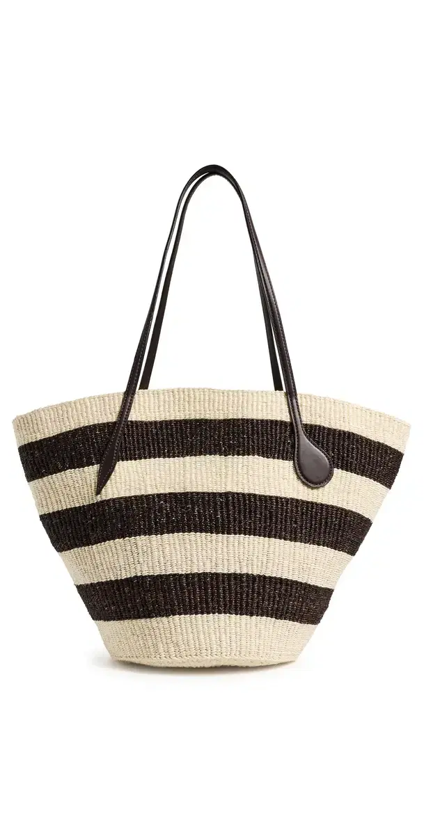 Large Sprout Basket Tote Dark Brown/Cream Stripe One Size