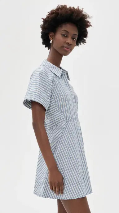 A.L.C. A. L.C. Julie Dress White/Steel Blue 8 | Thumbnail 4