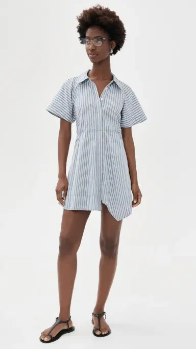 A.L.C. A. L.C. Julie Dress White/Steel Blue 8 | Thumbnail 5