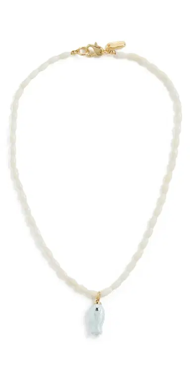 Logan Tay Mother of Pearl Beaded Fish Necklace White One Size | Thumbnail 1