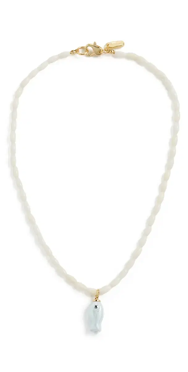 Logan Tay Mother of Pearl Beaded Fish Necklace White One Size