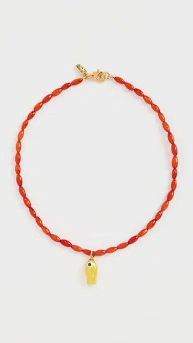 Logan Tay Orange Beaded Fish Necklace Orange One Size | Thumbnail 2