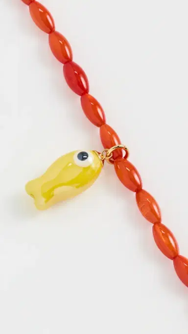 Logan Tay Orange Beaded Fish Necklace Orange One Size | Thumbnail 4