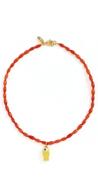Logan Tay Orange Beaded Fish Necklace Orange One Size | Thumbnail 1
