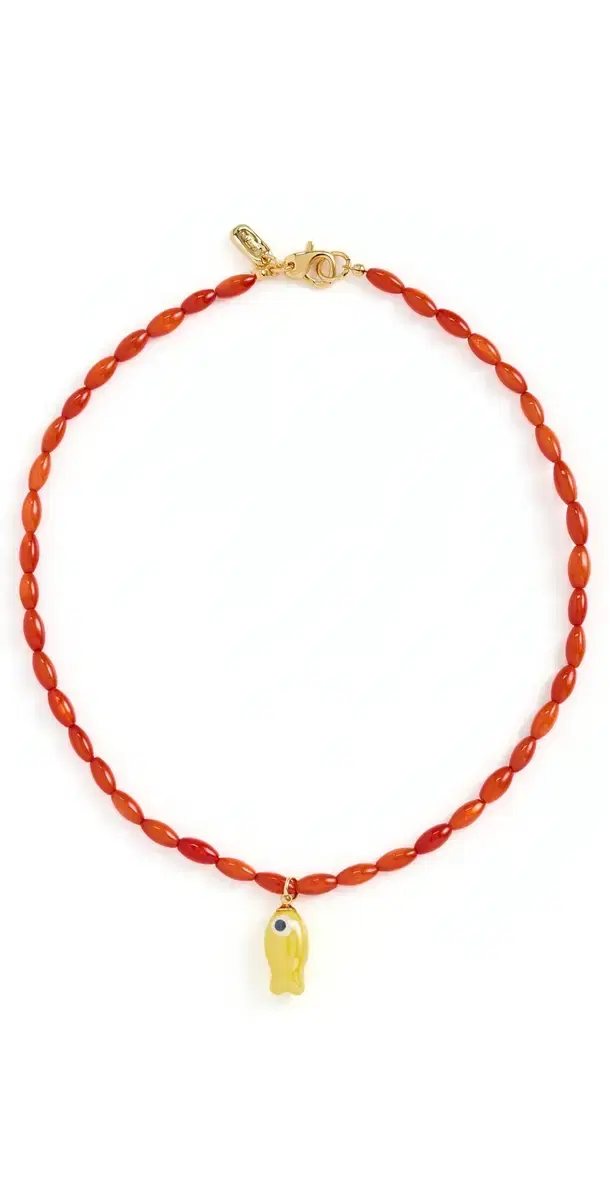 Orange Beaded Fish Necklace Orange One Size