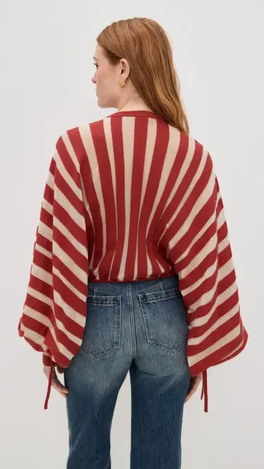 Zimmermann Rebellion Drawn Sweater Red/Cream Stripe | Thumbnail 3