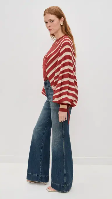 Zimmermann Rebellion Drawn Sweater Red/Cream Stripe | Thumbnail 4