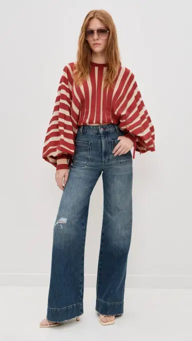 Zimmermann Rebellion Drawn Sweater Red/Cream Stripe | Thumbnail 5