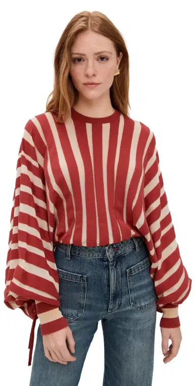 Zimmermann Rebellion Drawn Sweater Red/Cream Stripe | Thumbnail 1