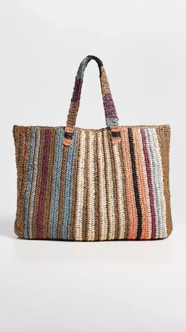 Faherty Straw Stripe Beach Tote Canyon Stripe One Size | Thumbnail 2