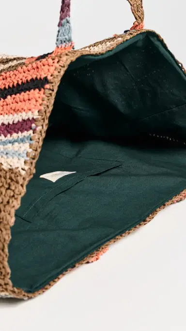 Faherty Straw Stripe Beach Tote Canyon Stripe One Size | Thumbnail 6