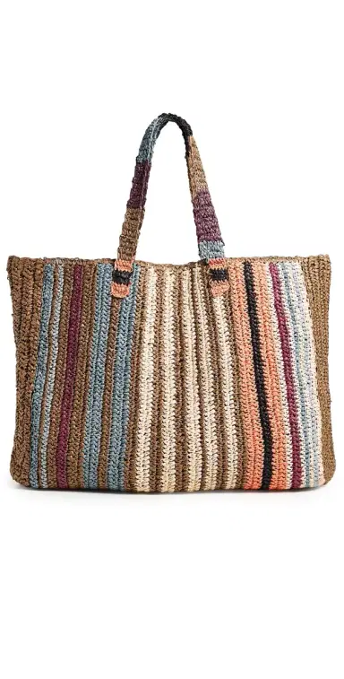 Faherty Straw Stripe Beach Tote Canyon Stripe One Size | Thumbnail 1