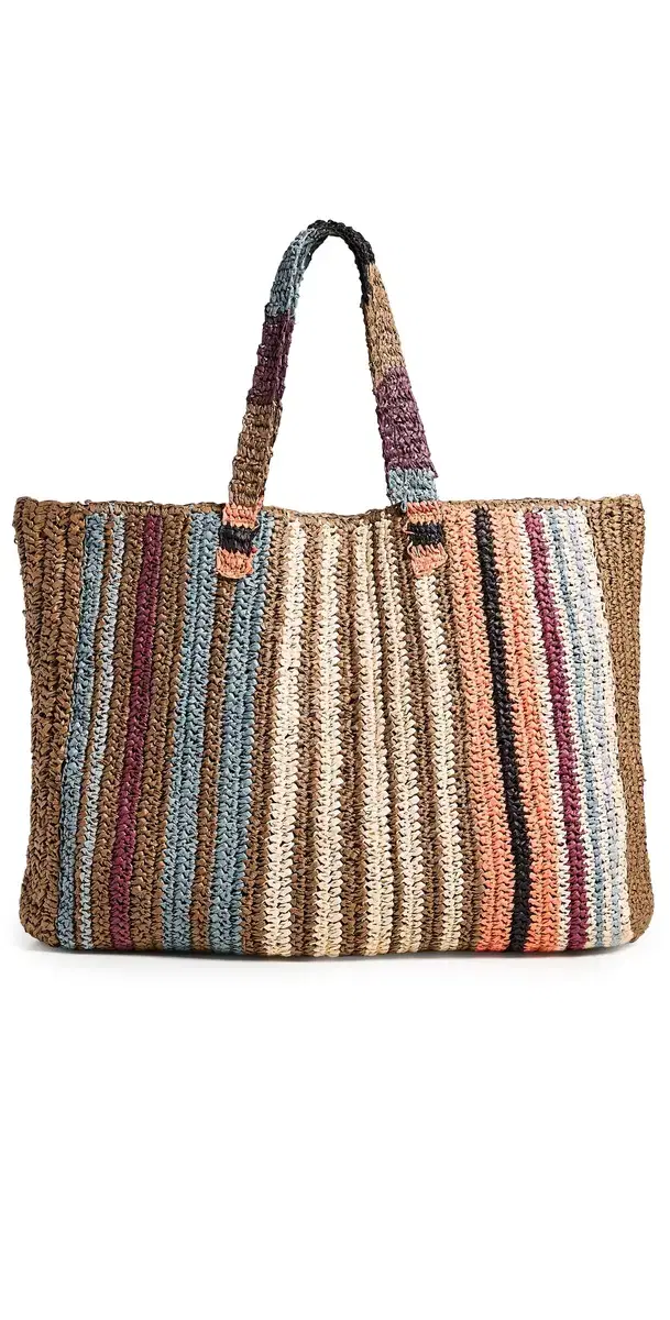 Straw Stripe Beach Tote Canyon Stripe One Size