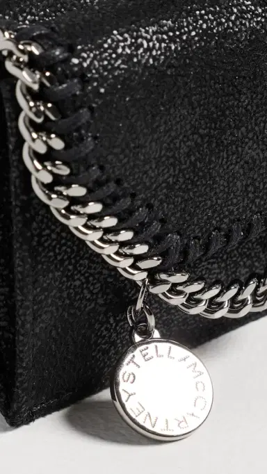 Stella McCartney Falabella Faux Shaggy Deer Trifold Wallet Black One Size | Thumbnail 4