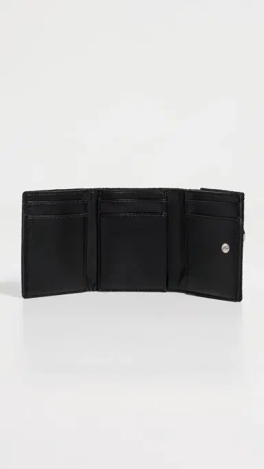 Stella McCartney Falabella Faux Shaggy Deer Trifold Wallet Black One Size | Thumbnail 5