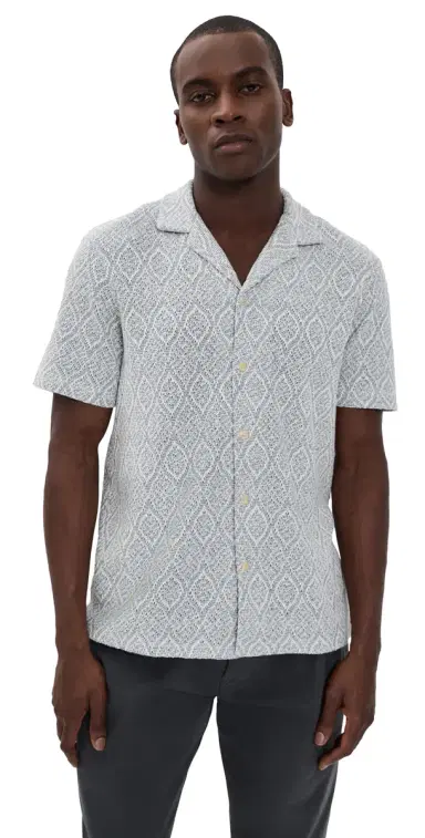 Faherty Oasis Camp Shirt Blue Island Medallion | Thumbnail 1