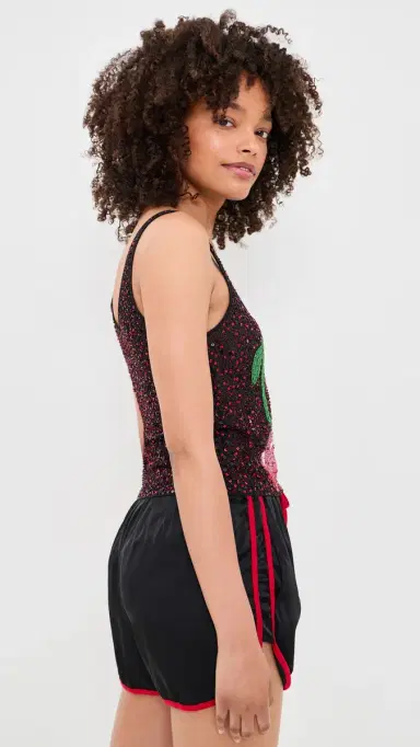 Leslie Amon Cherry Tank Top Black and Red | Thumbnail 4