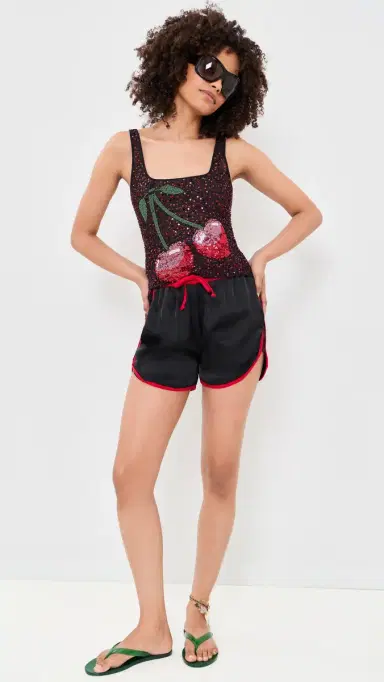 Leslie Amon Cherry Tank Top Black and Red | Thumbnail 5