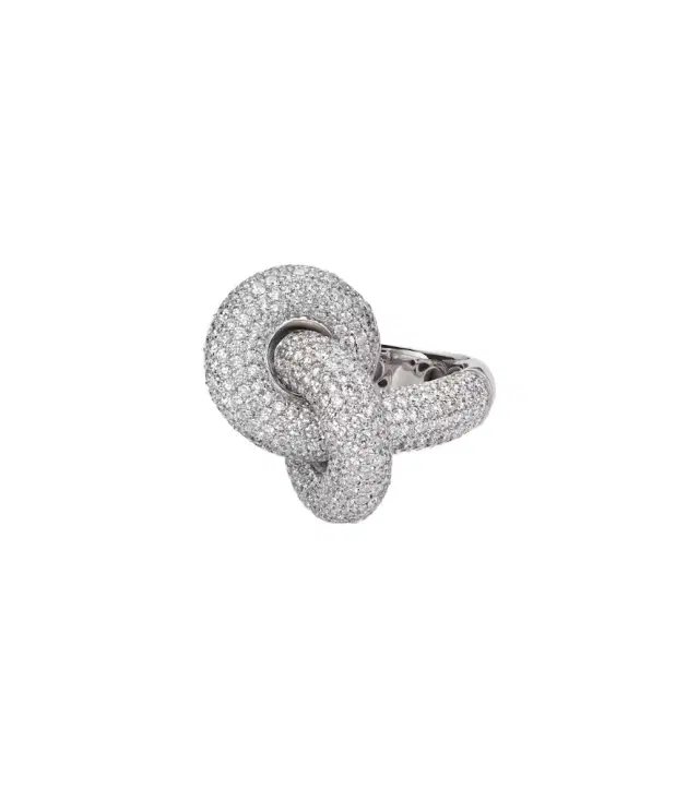 Engelbert Legacy Knot Big 18kt white gold ring with diamonds