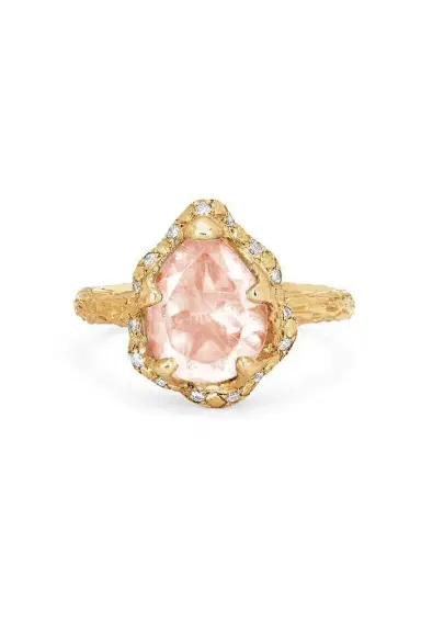 LOGAN HOLLOWELL Sprinkled Diamond Morganite Baby Queen Water Drop Ring | Thumbnail 1