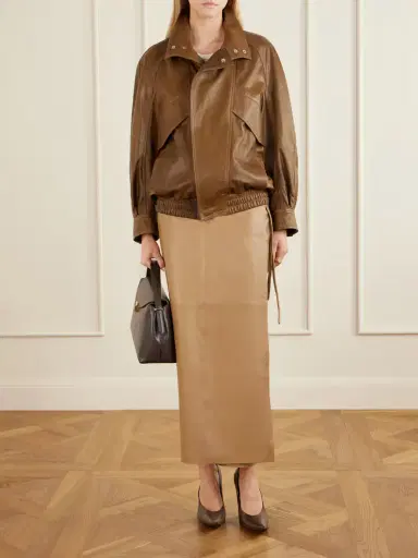 Nour Hammour Paneled Leather Maxi Wrap Skirt | Thumbnail 2 Nour Hammour Paneled Leather Maxi Wrap Skirt | Thumbnail 2