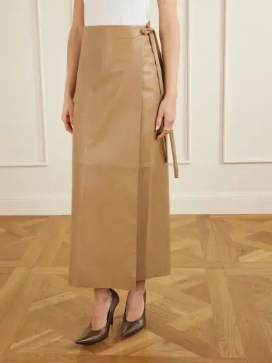 Nour Hammour Paneled Leather Maxi Wrap Skirt | Thumbnail 3 Nour Hammour Paneled Leather Maxi Wrap Skirt | Thumbnail 3