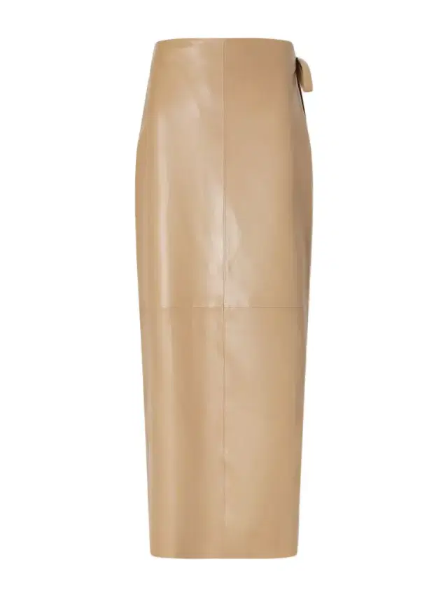 Nour Hammour Paneled Leather Maxi Wrap Skirt