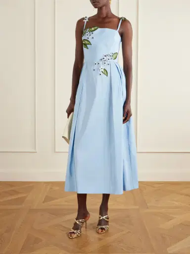 Oscar de la Renta Floral-embellished Silk Midi Dress | Thumbnail 2