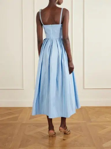 Oscar de la Renta Floral-embellished Silk Midi Dress | Thumbnail 3