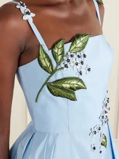 Oscar de la Renta Floral-embellished Silk Midi Dress | Thumbnail 4
