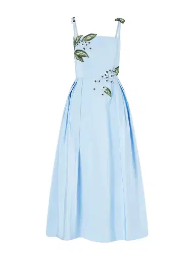 Oscar de la Renta Floral-embellished Silk Midi Dress | Thumbnail 1