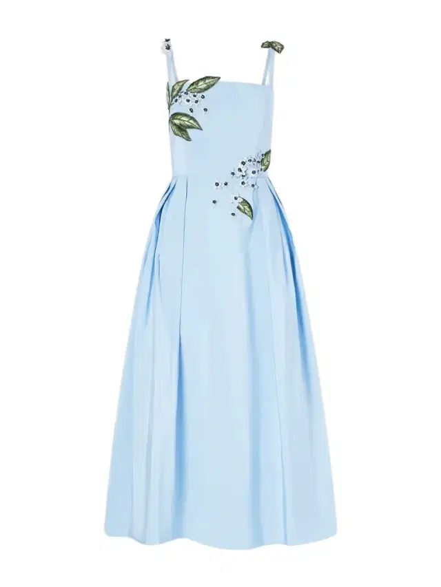 Floral-embellished Silk Midi Dress