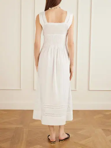 Loretta Caponi Lalla Ruched Broderie Anglaise-trimmed Cotton-poplin Maxi Dress | Thumbnail 3