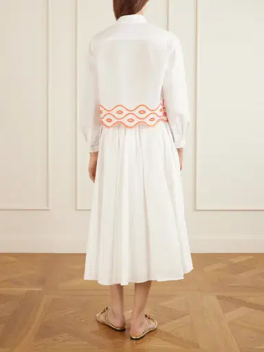 Loretta Caponi Assia Cropped Broderie Anglaise-trimmed Cotton-voile Shirt | Thumbnail 3 Loretta Caponi Assia Cropped Broderie Anglaise-trimmed Cotton-voile Shirt | Thumbnail 3