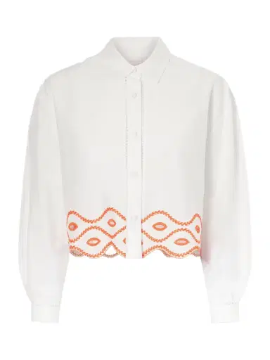 Loretta Caponi Assia Cropped Broderie Anglaise-trimmed Cotton-voile Shirt | Thumbnail 1 Loretta Caponi Assia Cropped Broderie Anglaise-trimmed Cotton-voile Shirt | Thumbnail 1