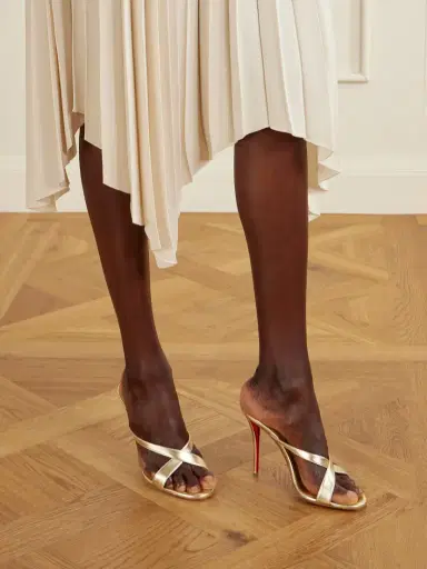 Christian Louboutin Mulazee Cross 100 Metallic Leather Mules | Thumbnail 2