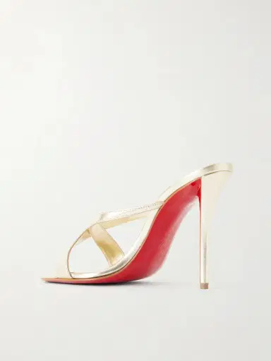 Christian Louboutin Mulazee Cross 100 Metallic Leather Mules | Thumbnail 3